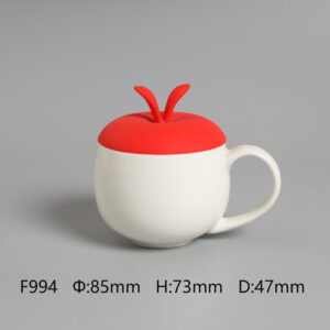 Creative Apple-Shaped Ceramic Mug with Red Lid